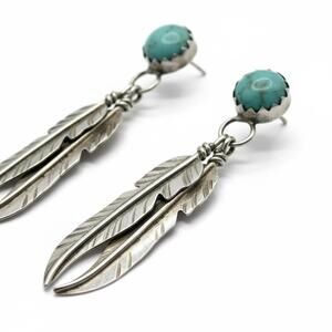 ✨ NEW Chester Charley Navajo Handmade Kingman Turquoise Earrings ✨